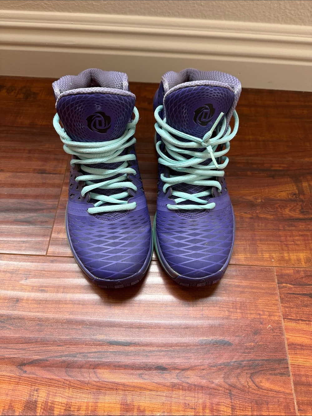 adidas D Rose Purple High-Top Sneakers with Mint Laces